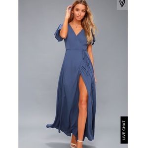 Heart of Marigold Denim Blue Wrap Maxi Dress